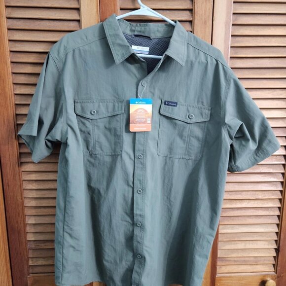 Men's Columbia Size Large Outdoor Green Fishing Shirt - Picture 1 of 4